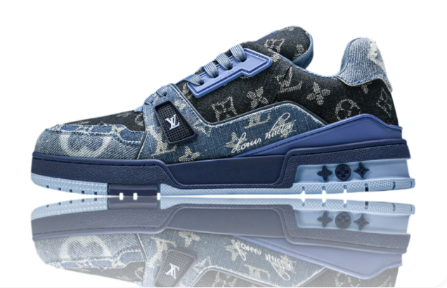 Louis Vuitton LV Trainer Low 'Monogram Denim' Sneakers - White Blue 1AC4YW